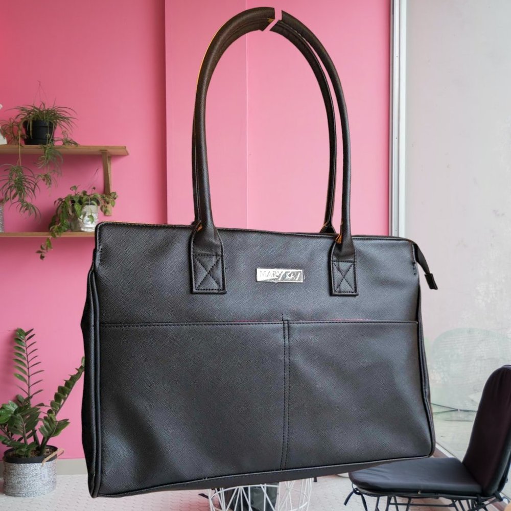 Mary Kay Exclusive Black Business Tote Floral Interior Limited - Picture 1 of 7